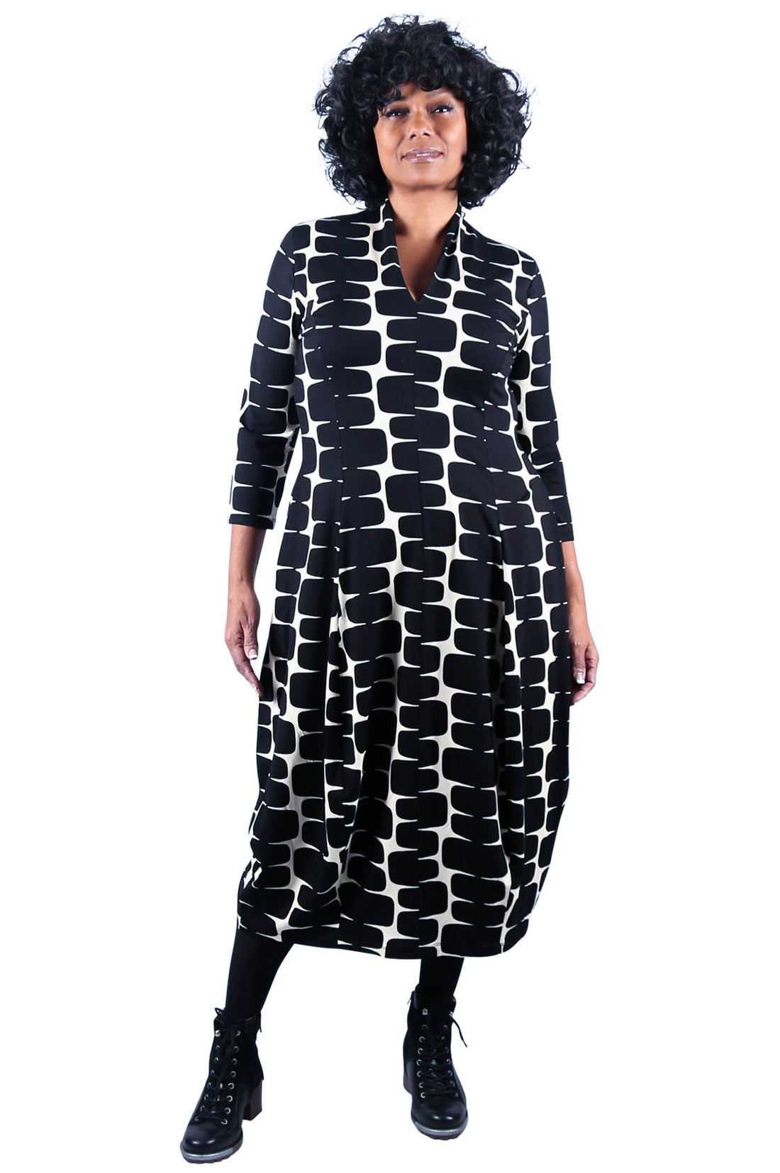 Alembika Cobble Print Midi Dress, Black/White