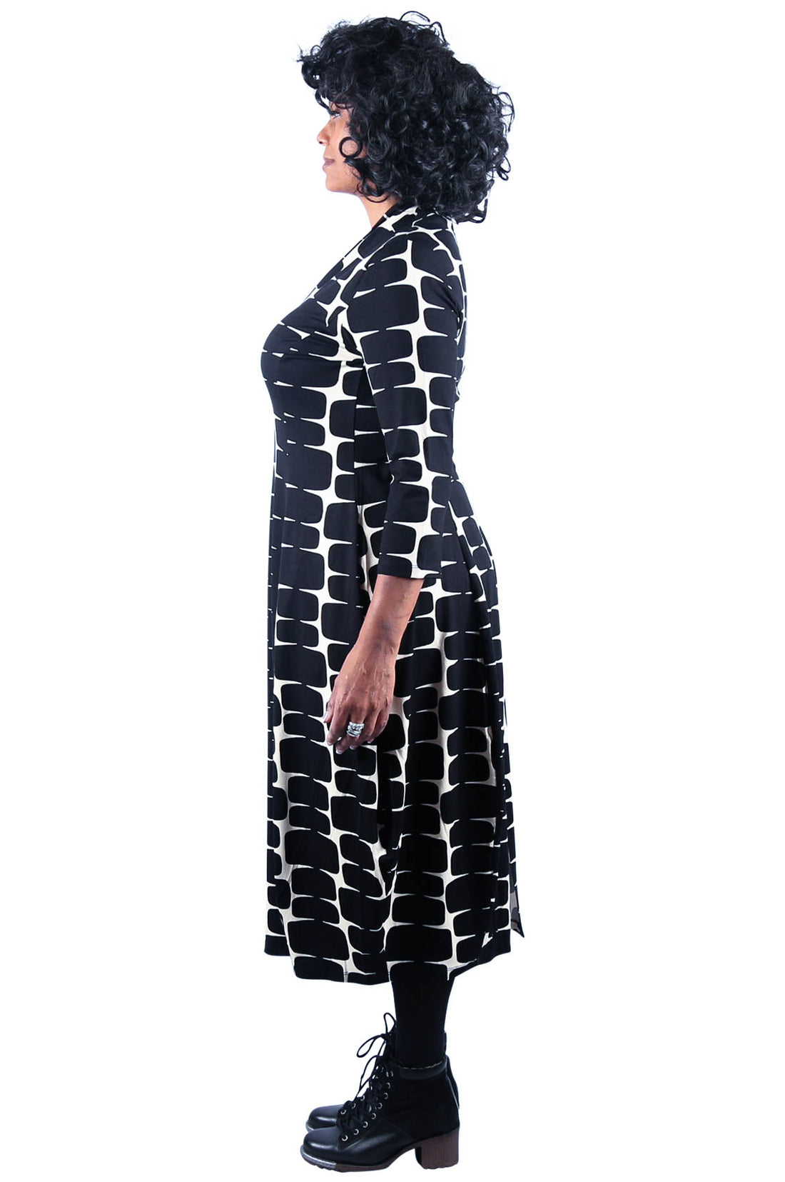 Alembika Cobble Print Midi Dress, Black/White