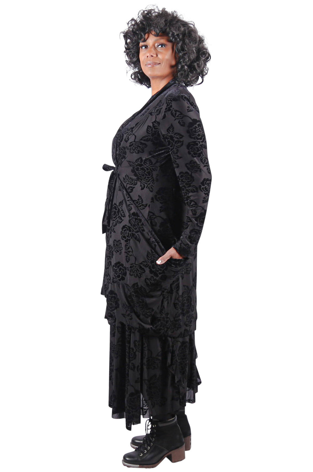 Alembika Draped Tie-Front Lace Jacket