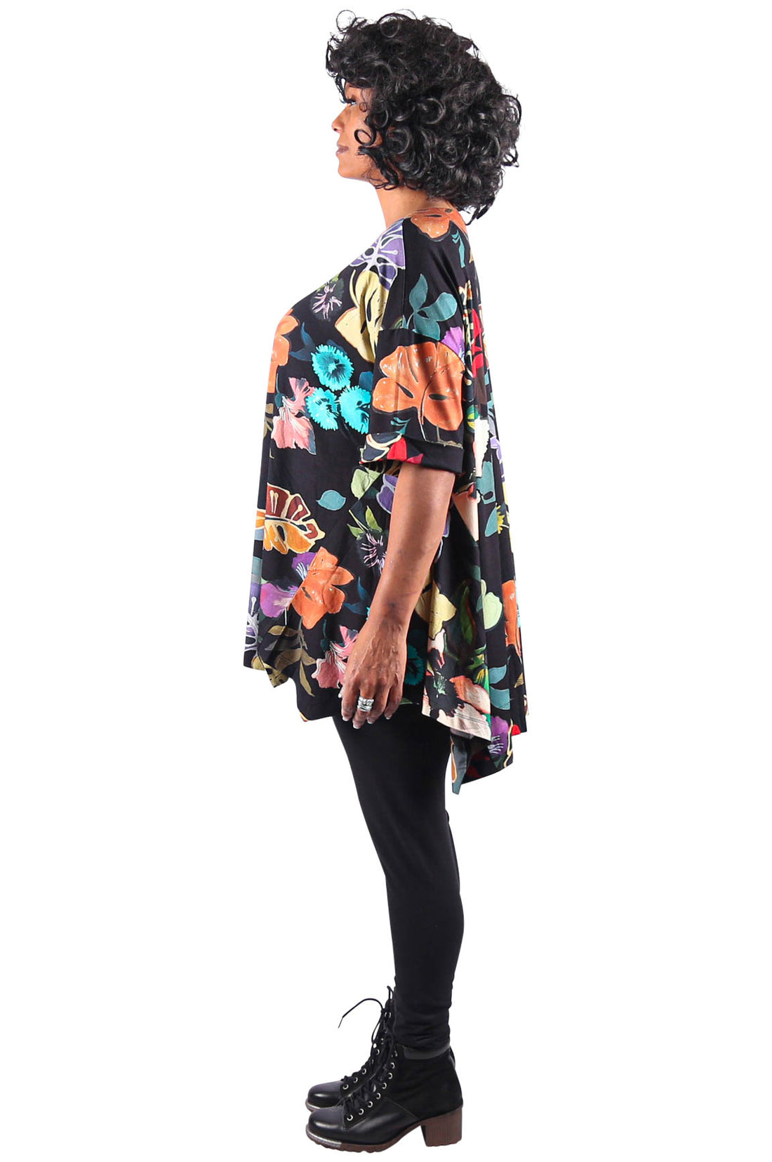 Alembika Botanical Print Oversized Trapeze Tunic Top