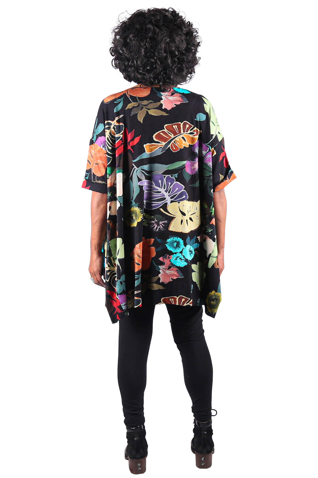 Alembika Botanical Print Oversized Trapeze Tunic Top